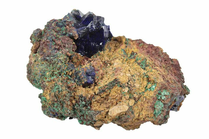 Sparkling Azurite Crystals with Fibrous Malachite - China #247724